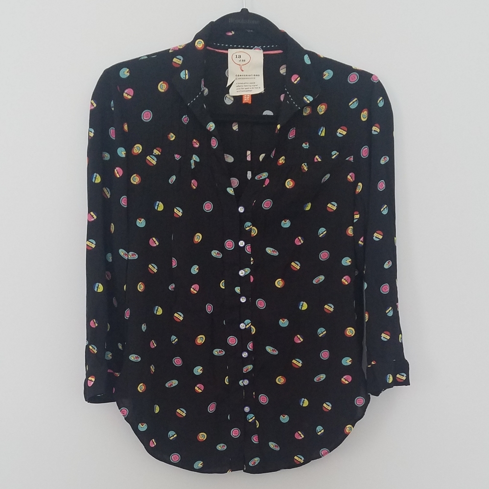 Anthropologie Conversations Button Color Top Sew